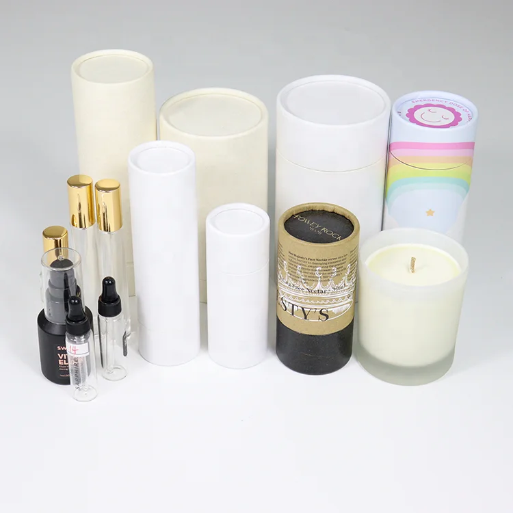 Biodegradable kraft Paper round Tube For Cosmetics lipstick Lip Balm Tubes baby eye face cream circle box
