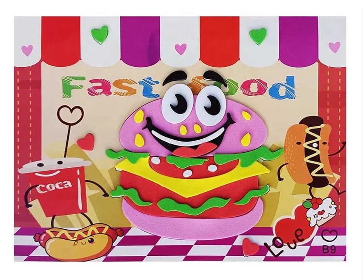 Wholesale Handmade Kids DIY Cartoon Animal 3D EVA Foam Sticker Puzzle Toy