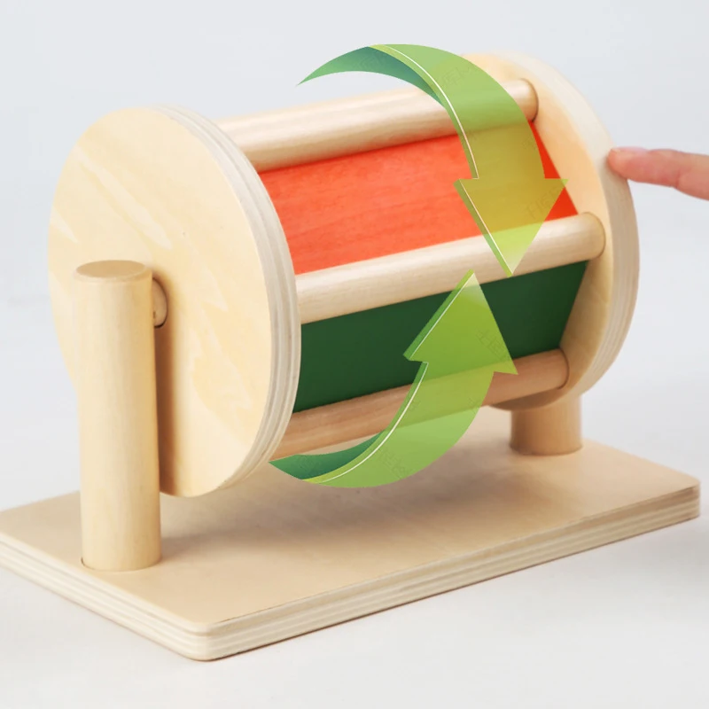 Developing Intelligence wooden spinning drum children early learning colorful wood music drum Montessori baby educational toy