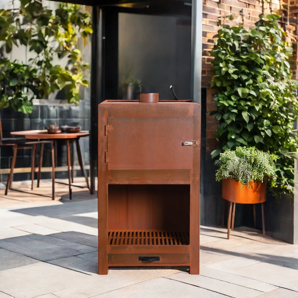 Corten сталь барбекю отдельно стоящий камин угольный гриль