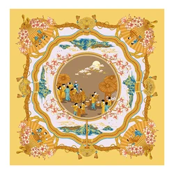 Exquisite Workmanship 16MM 90*90 Large Real Silk Scarf Clear Texture Digital Printing Colorful Square Silk Head Scarves For Gift