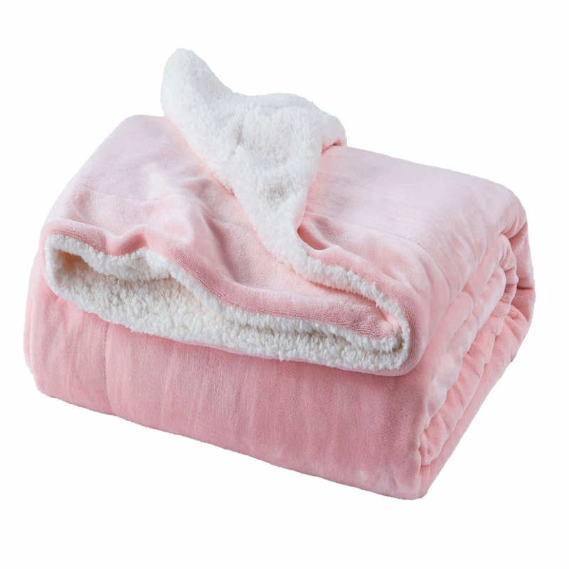 China double layer wholesale flannel sherpa fleece plush polyester throw fleece baby swaddle solaron korean blanket