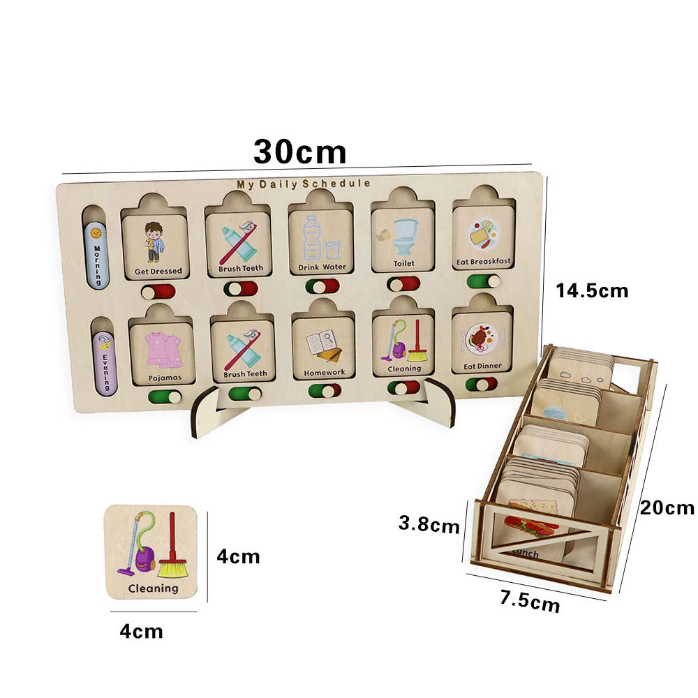 Custom Kids Daily Responsibility Board Rhythm cards wood Visual Schedule Daily Routine Chart wooden for kids gifts