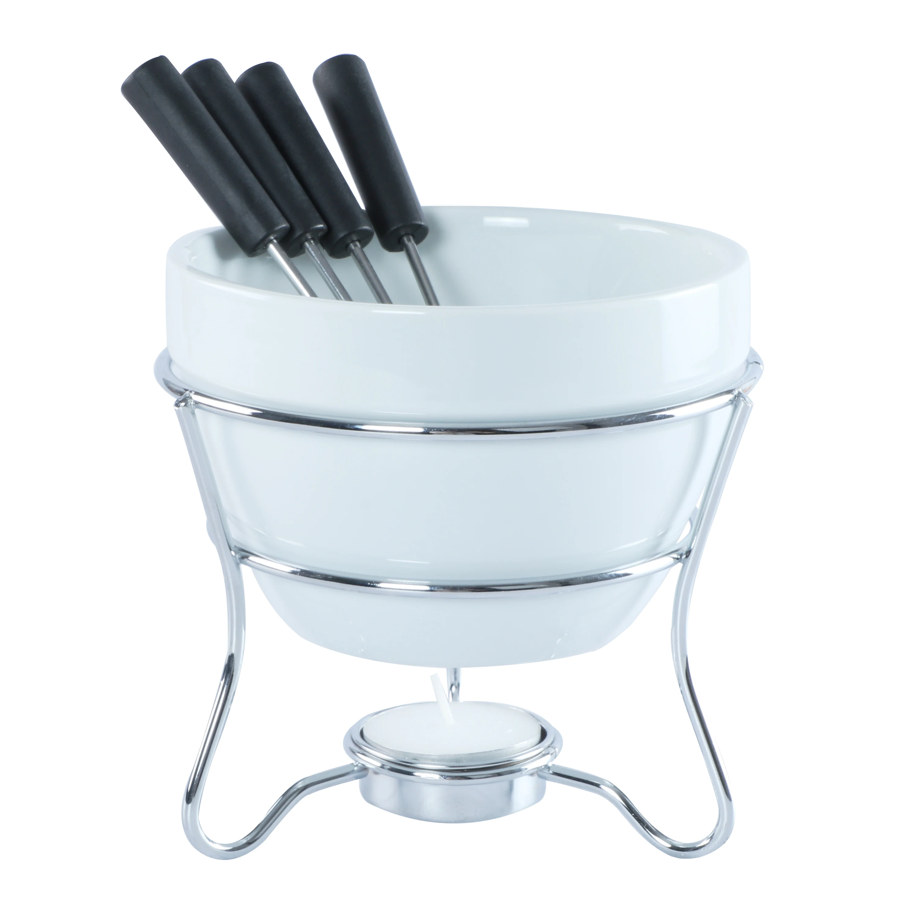 Restaurant hotel use modern chocolate cheese fondue pot creative white ceramic porcelain fondue set