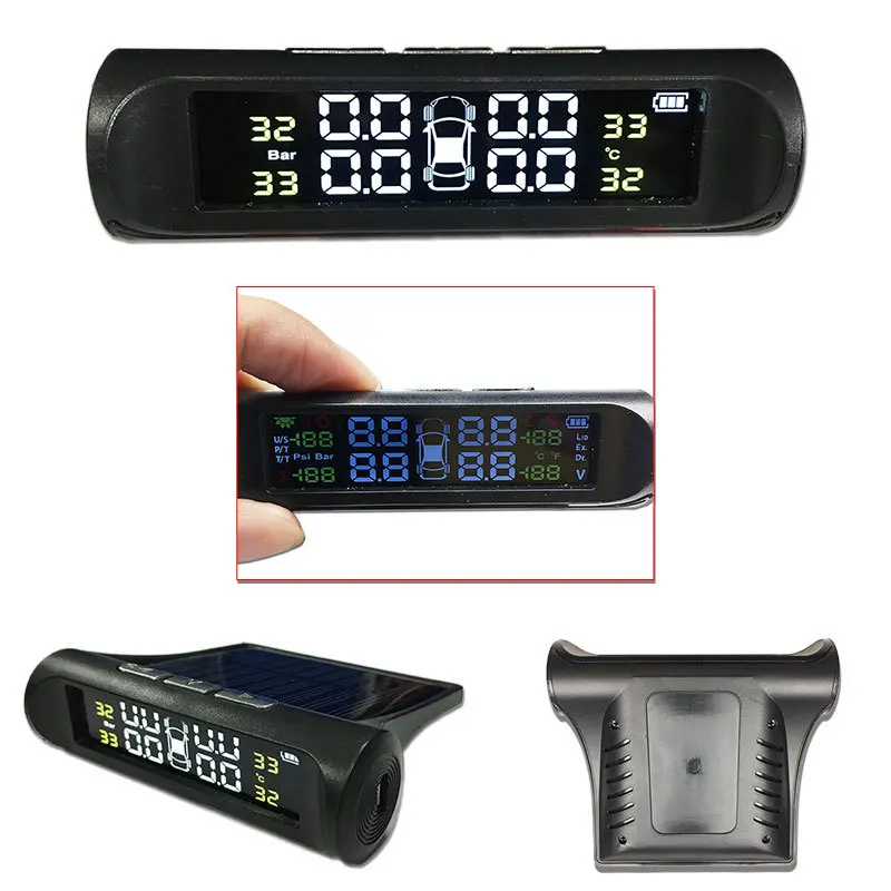 Tire Pressure Monitoring System TPMS Receiver Car USB Charger with  External Sensors Solar TPMS TPMS2