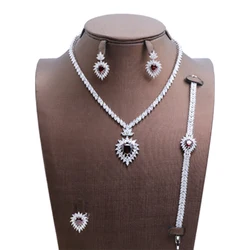 High Quality Brand New Fashion Luxury Sparkling Square Cubic Zircon With Green Stone Jewelry set For Wedding Party Occasion