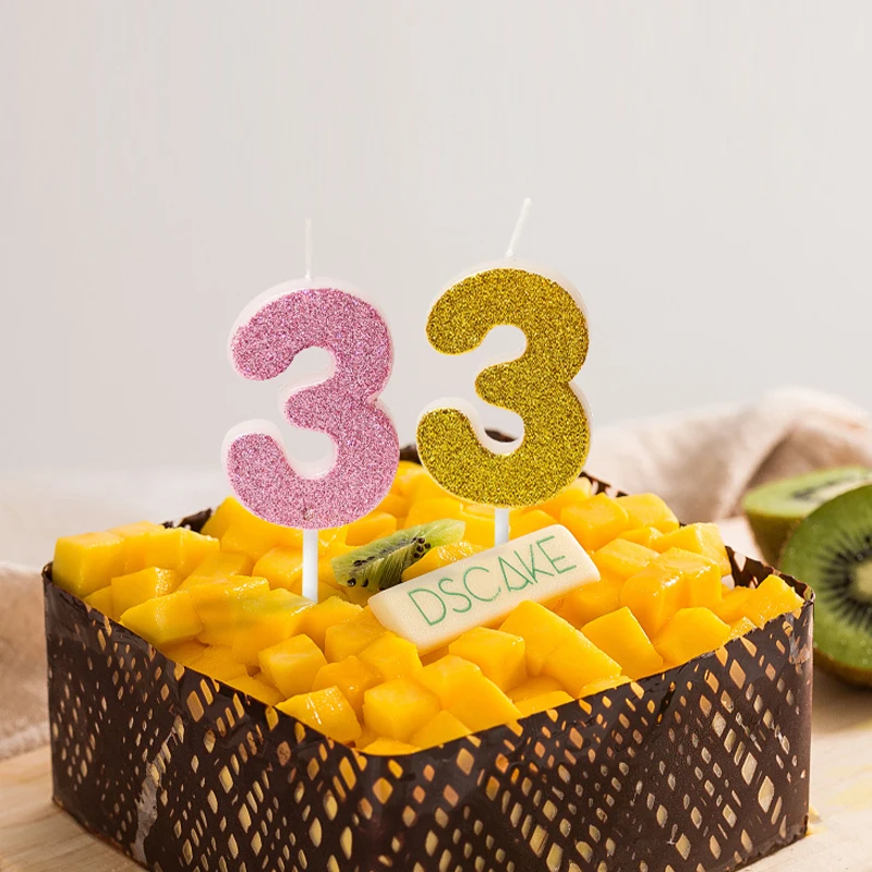 Latest Design Luxury Glitter number birthday candles with paraffin wax made