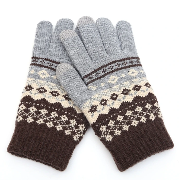 High Quality Winter Gloves Knitted Warm Touch Screen Gloves Striped Fashionable Warm Gloves