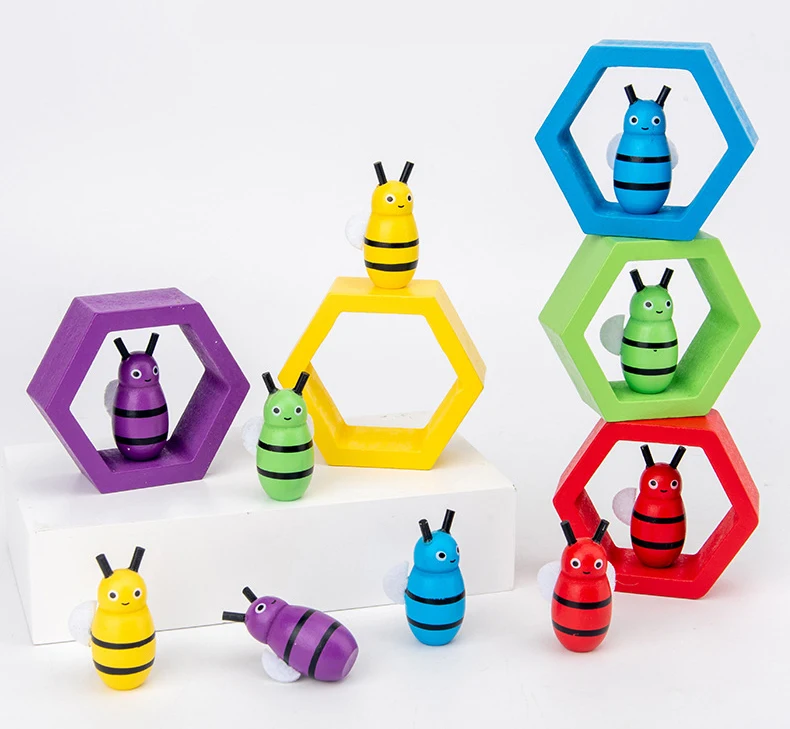 Education Wooden clip bee hive game Brain Development Educational Match Game Toys