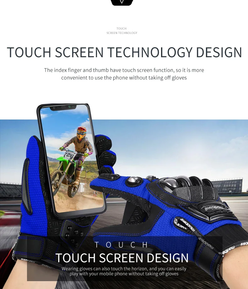 Motorcycle Gloves Breathable Touchscreen Motorbike Gloves Protection for Men Women Motocross Cycling Road Racing Gloves