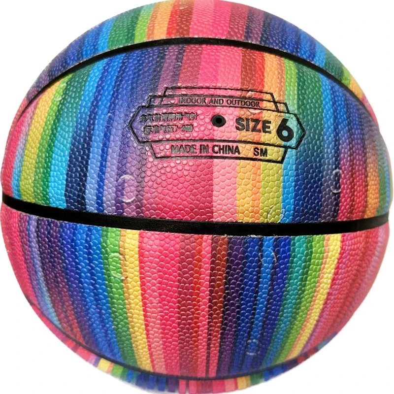 Official Size 5 6 7 Rainbow Rubber Basket ball School Outdoor Training Kids Basketball Balls in bulk