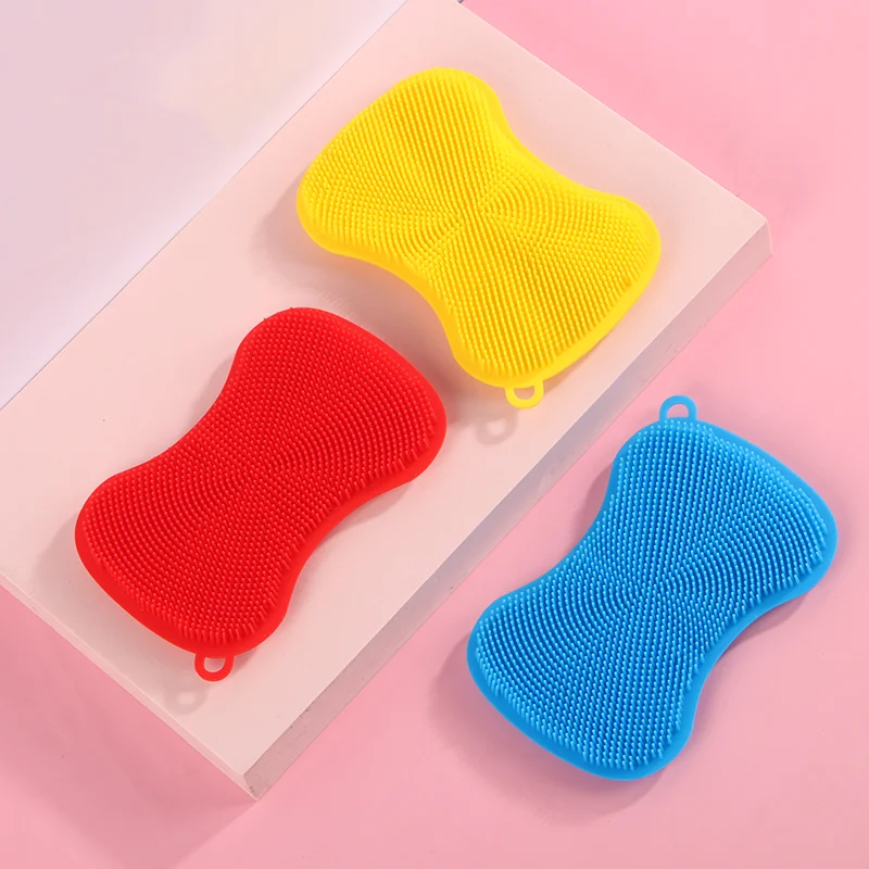 Wholesale Silicone Sponge Dish Washing Kitchen Scrubber Household Sponge Dishwashing Brush Silicone Dish Scrubber