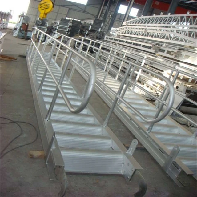 ship long aluminum telescopic wharf gangway ladder with handrail,hand winch