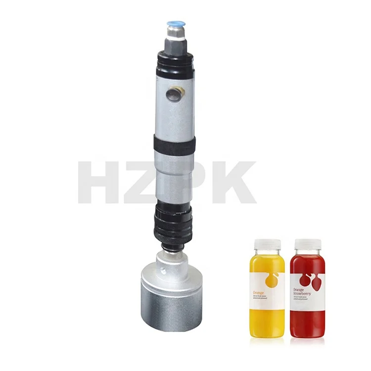 HZPK Glass Bottle Screw Portable Pneumatic Manual Screw Cap Closing Water Bottle Capping Machine