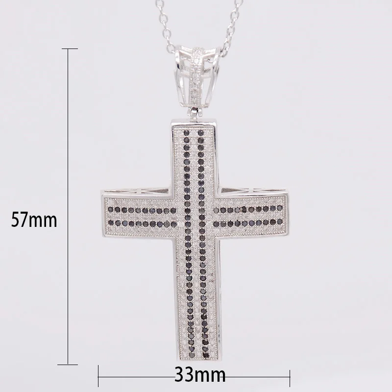 Fashion Mens Cross Necklace Catholic 925 Sterling Silver Christian Jesus Islamic Muslim Faith Necklace Silver