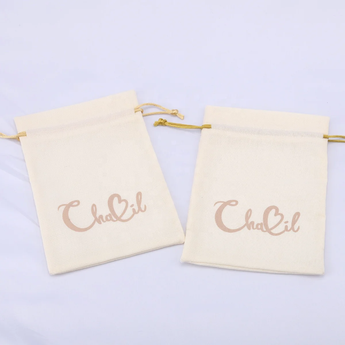 Eco-Friendly Custom Logo Cotton Linen Drawstring Dust Bag For Gift Organic Natural Cotton Packing Pouch