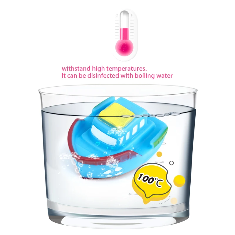 Eco-friendly Vinyl PVC Bath Toys Boat Ship For Kids Baby Swimming Cognitive Floating Toy Play Set For Kids Toddlers
