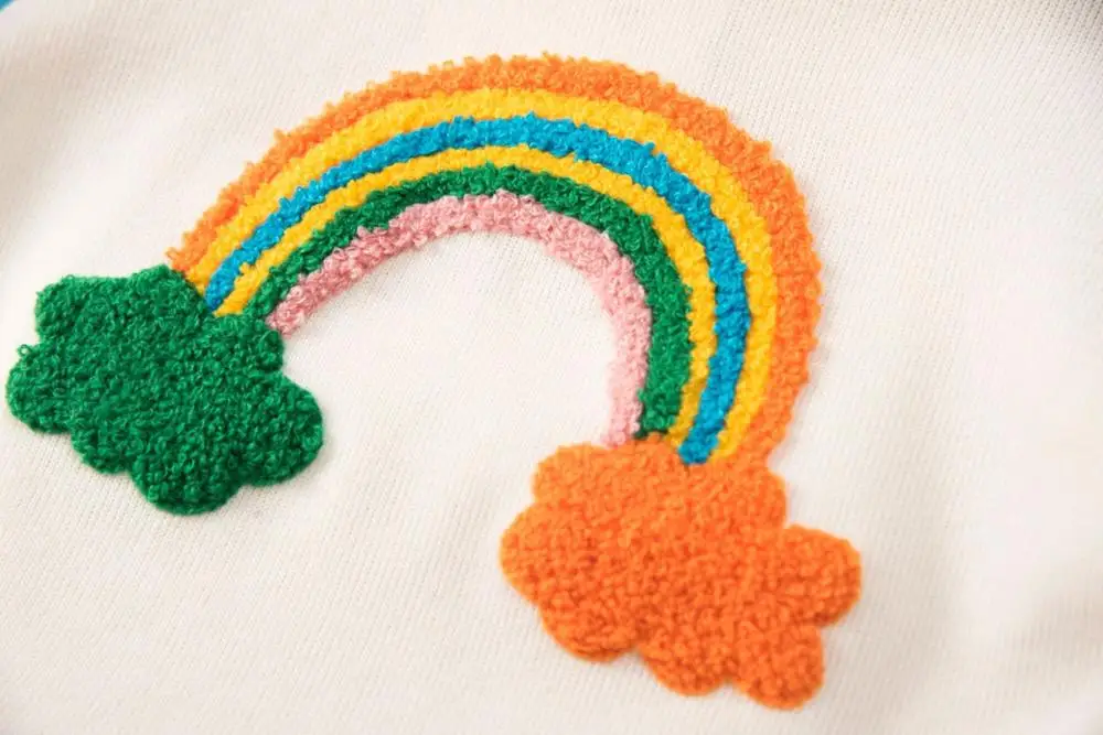 Hao Baby 2022 Autumn New Children Clothing Beautiful Girls Dress  Baby Rainbow Stitching Sweater Skirt College Wind Dress