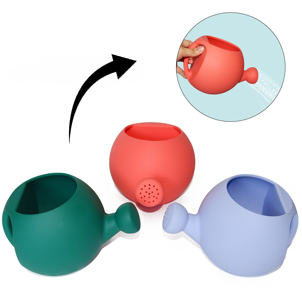 Free Bpa Eco-Friendly Silicone Summer Product Reusable Mini Beach Sand Toys Gardening Kids Silicone Watering Can Toy