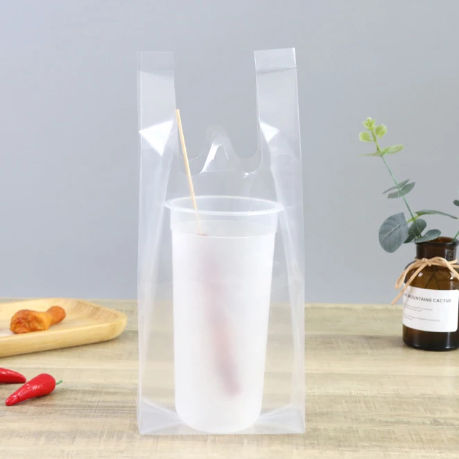 Custom logo T Shirt Eco Friendly degradable Poly Shop Bags Plastic Thank You Bags with Handle Transparent Fruit Shopping Bag