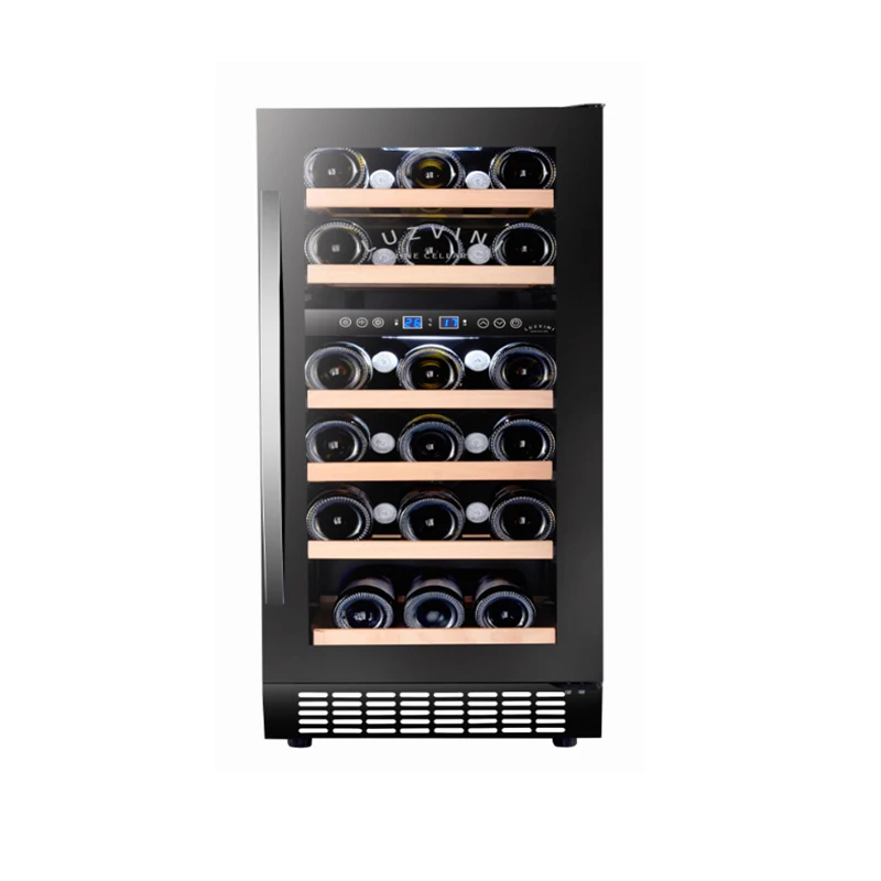 100L High Quality Small Wine Cellar Compressor Dual Zone Wine Cooler for Household Built in Wine Bar Cabinet Bottle Cooler