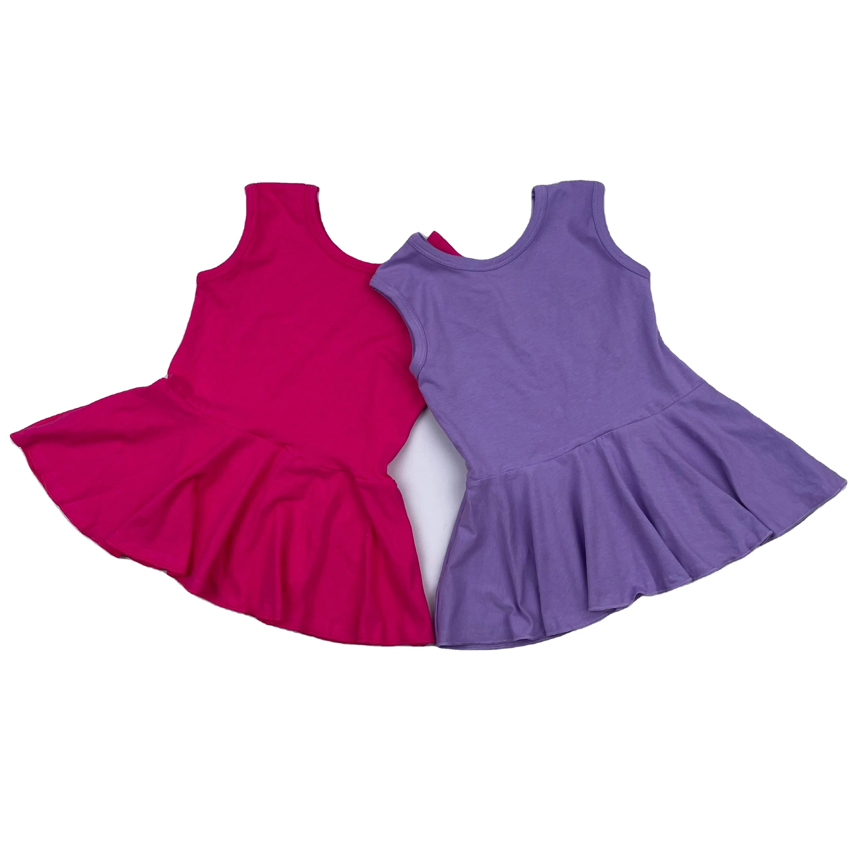 LZ2022 wholesale kid sleeveless cotton tank top baby girl peplum top plain t-shirts kid base shirt