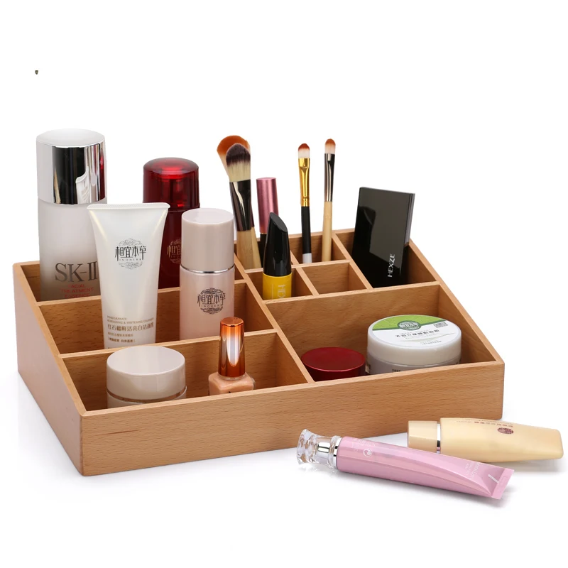 Hotselling Factory-Direct Big Stylish  Dust Proof Personalized Professional Wooden Makeup Box   With Mirror