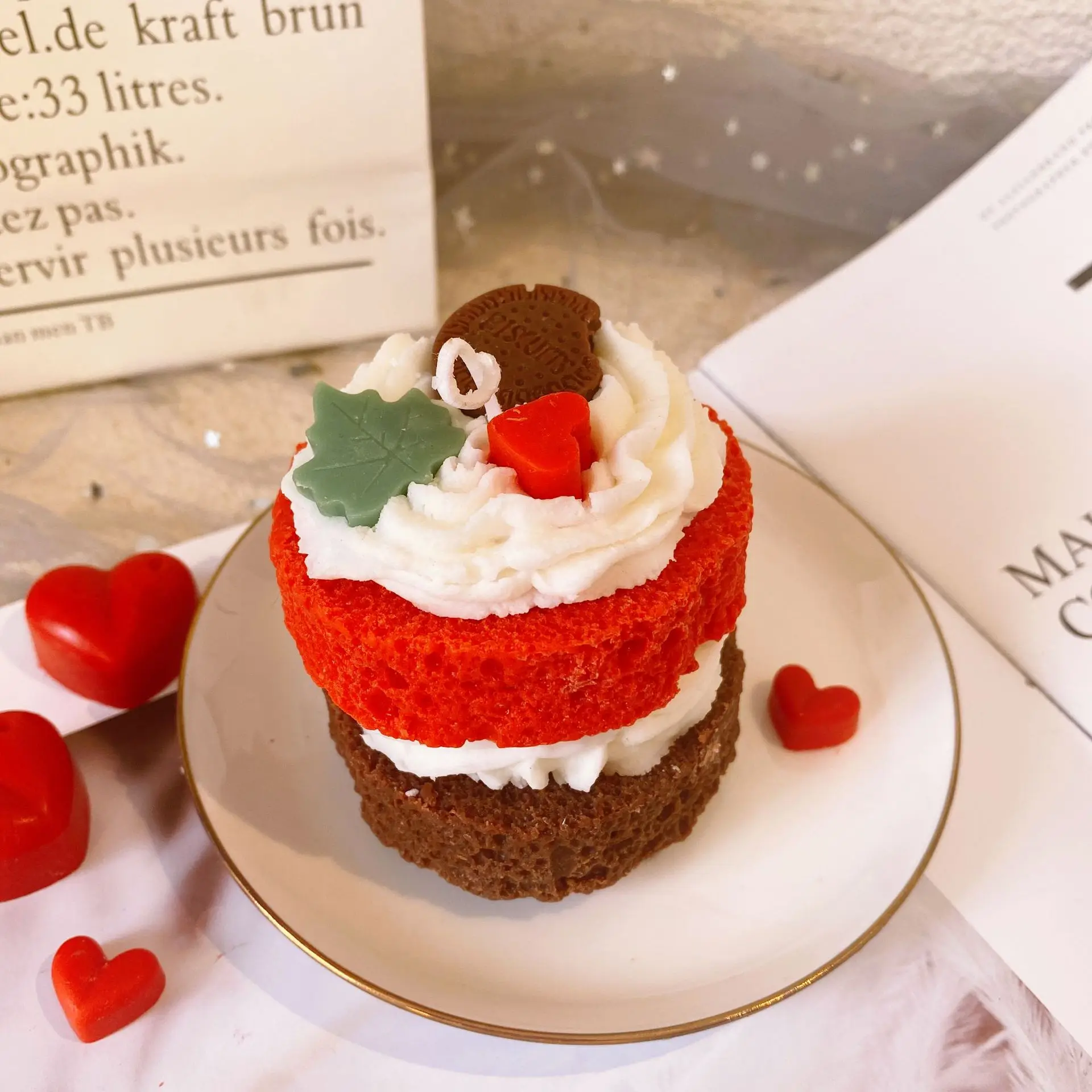 Crafts Coconut Handmade INS Fresh Freesia Red Velvet Cake Soy Candles Scented Wax Candle