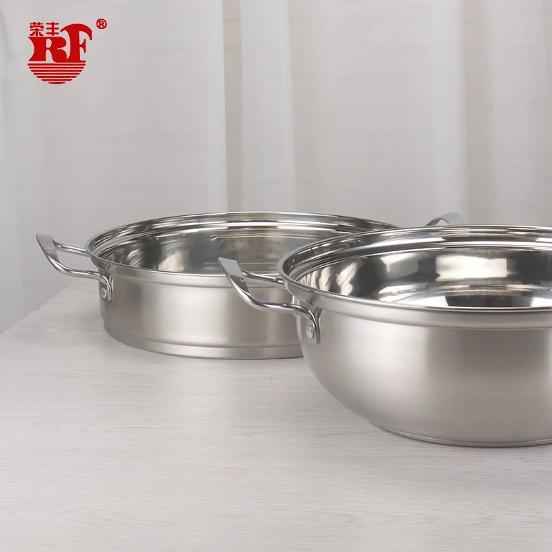 Kitchen Stainless Steel Hot Pot and Steamer Cooking Soup Pot with Glass Lid multi-function Steamer With Stainless Steel Handle