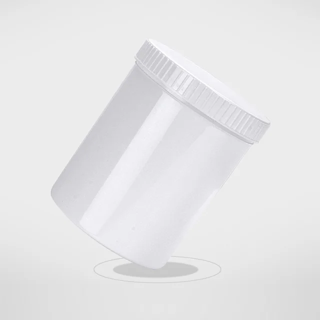 white clear plastic bucket with plastic handle