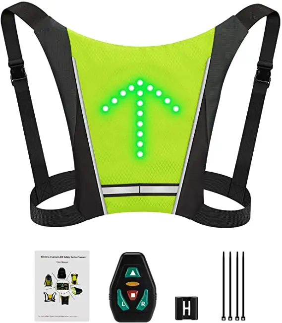 LED Signal Vest Bike Safety Wireless Turn Signal Light Riding Lighting Vest Safety Reflective Warning cycle Vests