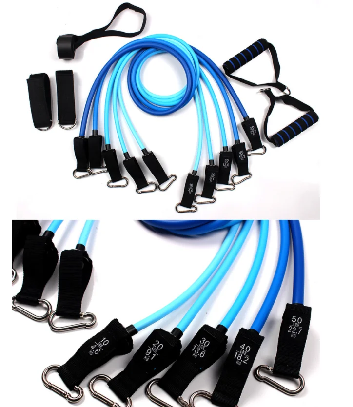 Blue Resistance Bands for handles Exercise Bands for Workout Bands Door Anchor Ankle Straps for Resistance Training 100 150lbs