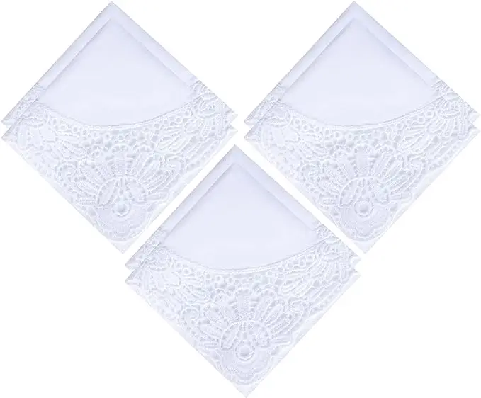 Оптовая продажа, женские кружевные носовые платки с вышивкой, 100% хлопковые белые носовые платки для женщин