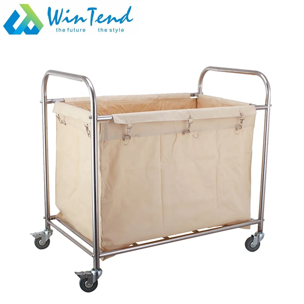 Commercial Hotel Stainless Steel Laundry Linen Trolley For Collecting Dirty Clothes
