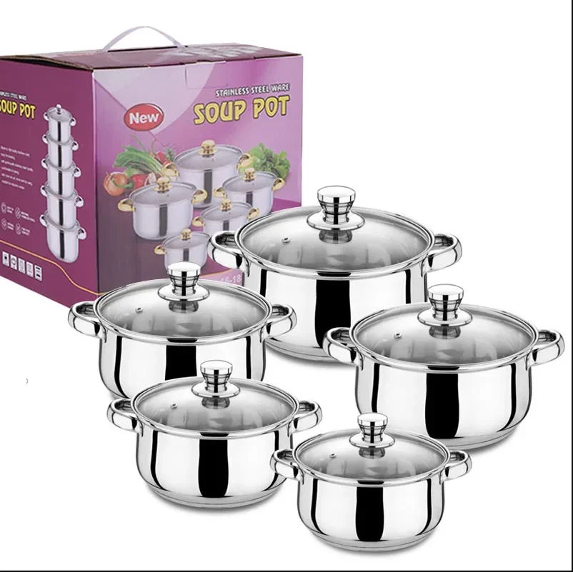 Hedan Factory 10 pieces cooking pot set multi-function stainless steel cookware set