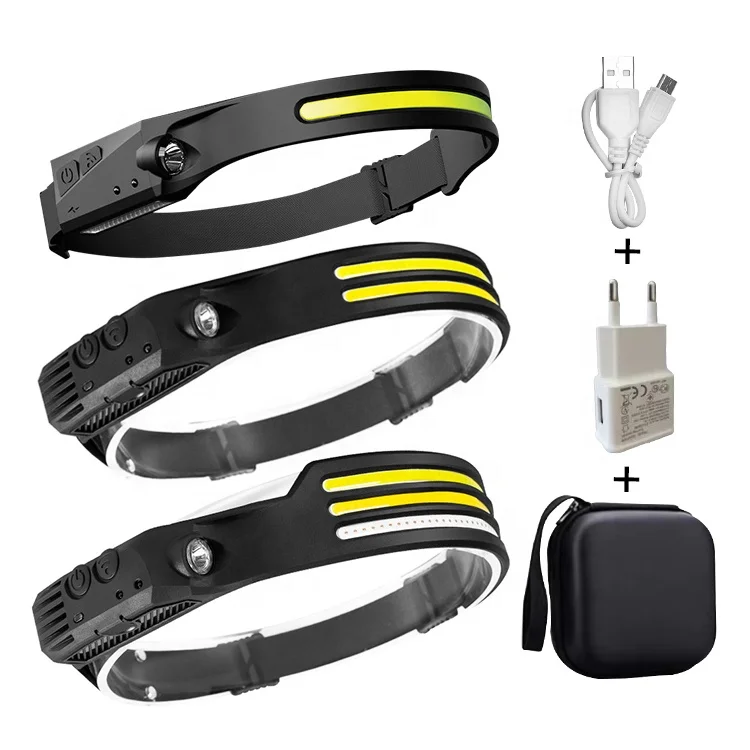 All Perspectives 350Lm Full Vision LED Headlamp Rechargeable Flashlight with Hand Induction