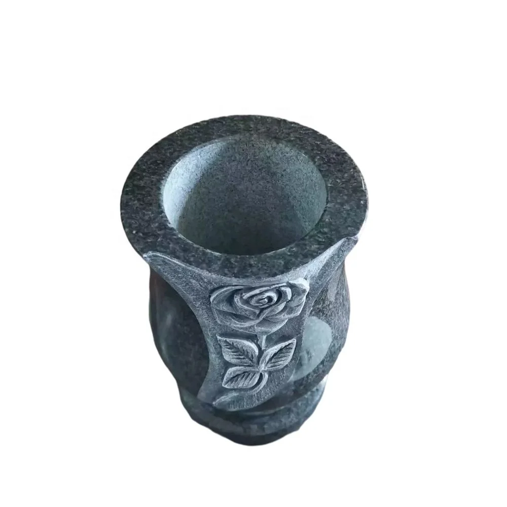 Africa Black Granite Stone Flower Vase for Cemetery Memorial Tombstone Monument Headstone Gravestone