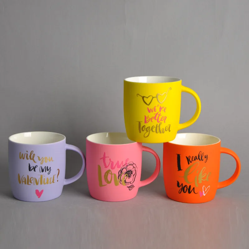 GZYSL Factory customized Souvenirs giveway 12oz ceramic travel mug New Bone China Soft Touch Porcelain Mug Low temperature decal