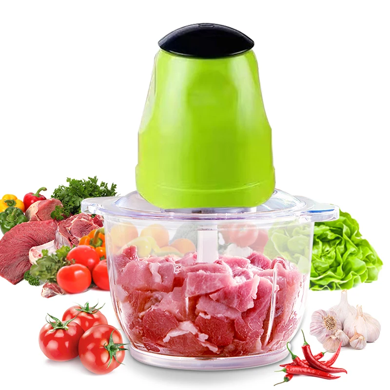 2L Electric Meat Grinder Chopper Shredder Food Fruit Juicer 2 Speeds Stainless Steel Vegetables Blender Small Automatic