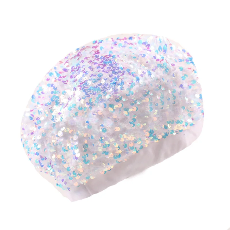 Club Party Night Wear Bling Bling Knitted Hat Female Winter Beret Sequin Hat  for Lady