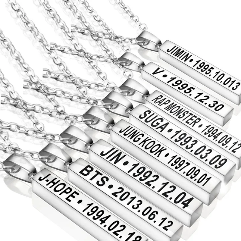 Custom Amazon Choice High Quality Necklace Bts Boys Peripheral  Initial Pendant Team Birthday Name Sweater Chain