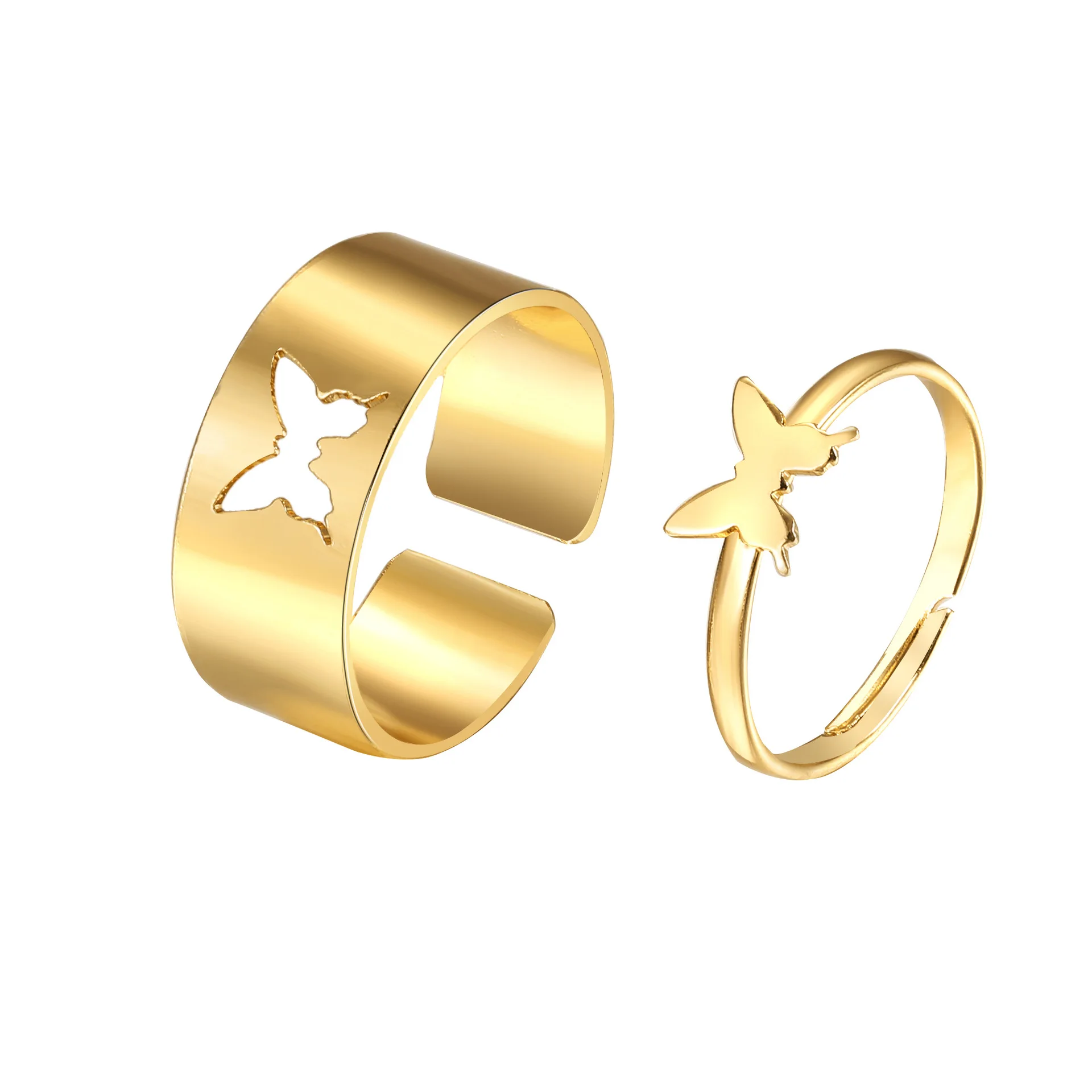 2pcs Cute Butterfly Couples Jewelry Copper Ring,Copper Wedding Rings,Pure Copper Ring