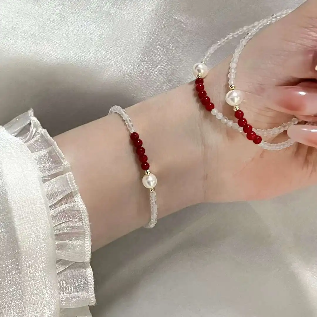Natural Moonstone Pearl Bracelet 5-6MM Near Flawless Natural High Quality Freshwater Pearl New Product Design