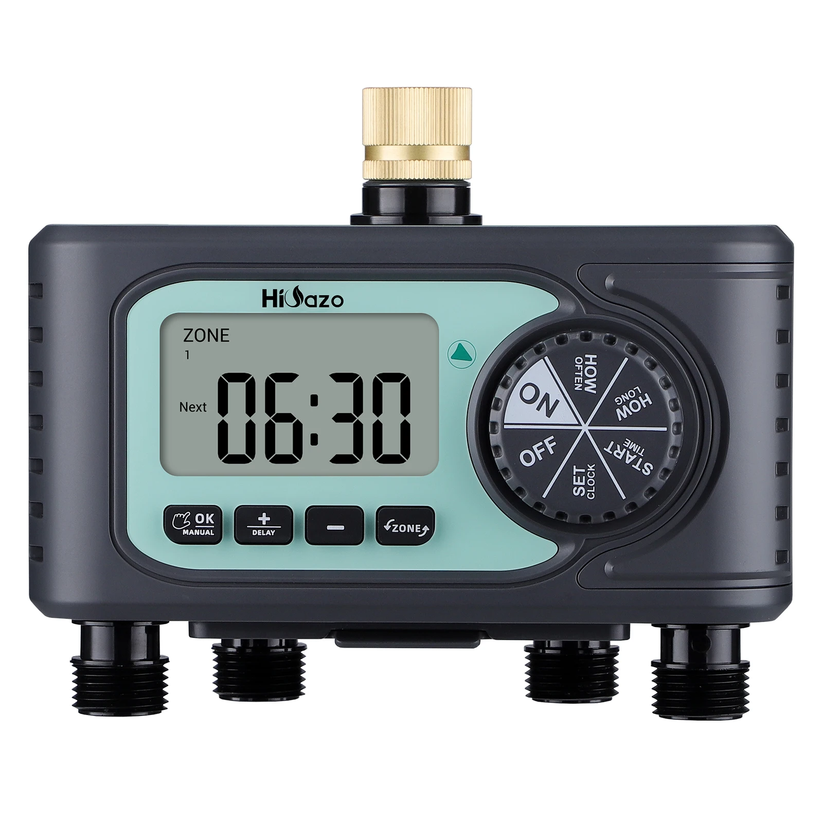 4 Zones Garden Hose Timer with Rain Delay, Manual Watering, Programmable Sprinkler Timer for Lawn, Garden