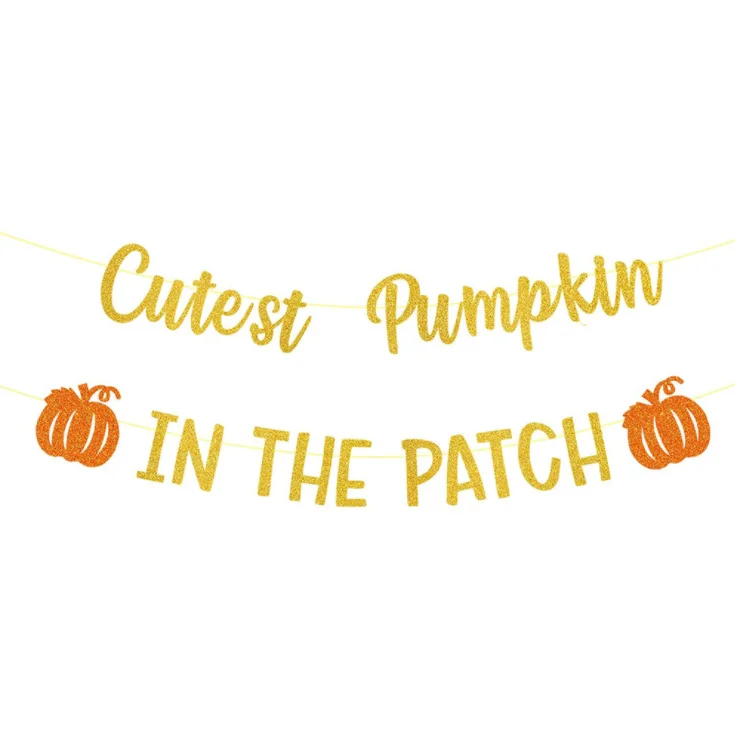 Amazon Popular Wholesale Thanksgiving Day Glitter Pumpkin Paper Party  Banner