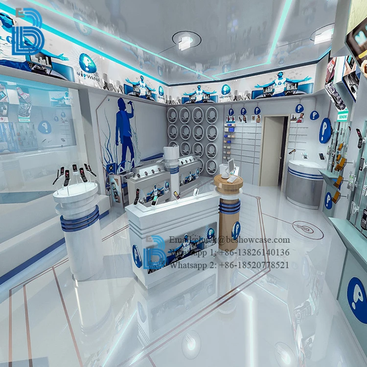 High End Mobile Phone Display Cabinet Design Cell Phone Accessory Display Mobile Phone Shop Counter
