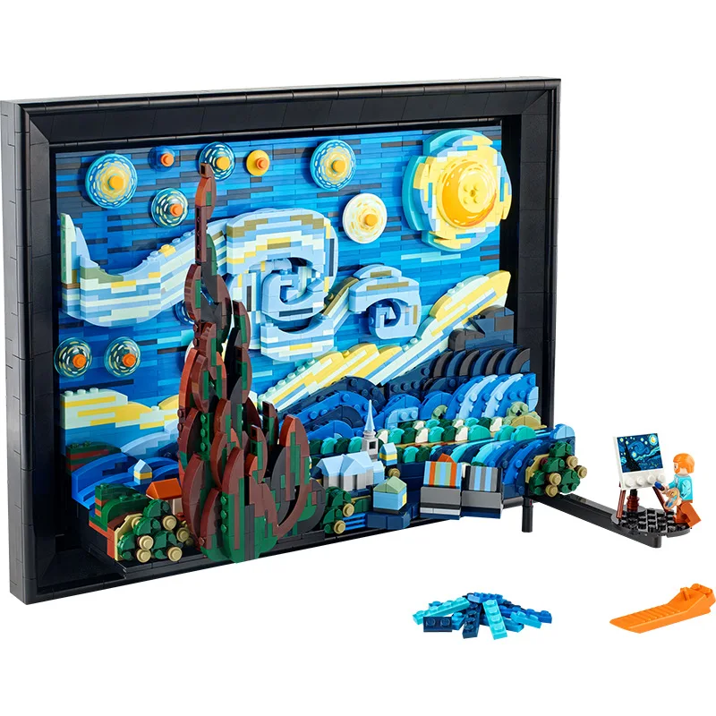 New DME001 1731pcs set Compatible 21333 Vincent Van Gogh The Starry Night Building Blocks Bricks Toys For Boys Birthday Gifts -