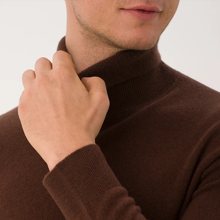 2023 Factory Price Fashion Simple Wholesale Knitted Solid Turtleneck Luxury 100 % Cashmere Sweater Men