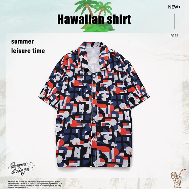 2023 new arrival mens plus size hawaiian shirts wholesale custom Tropical floral printing casual beach shirts resort wear