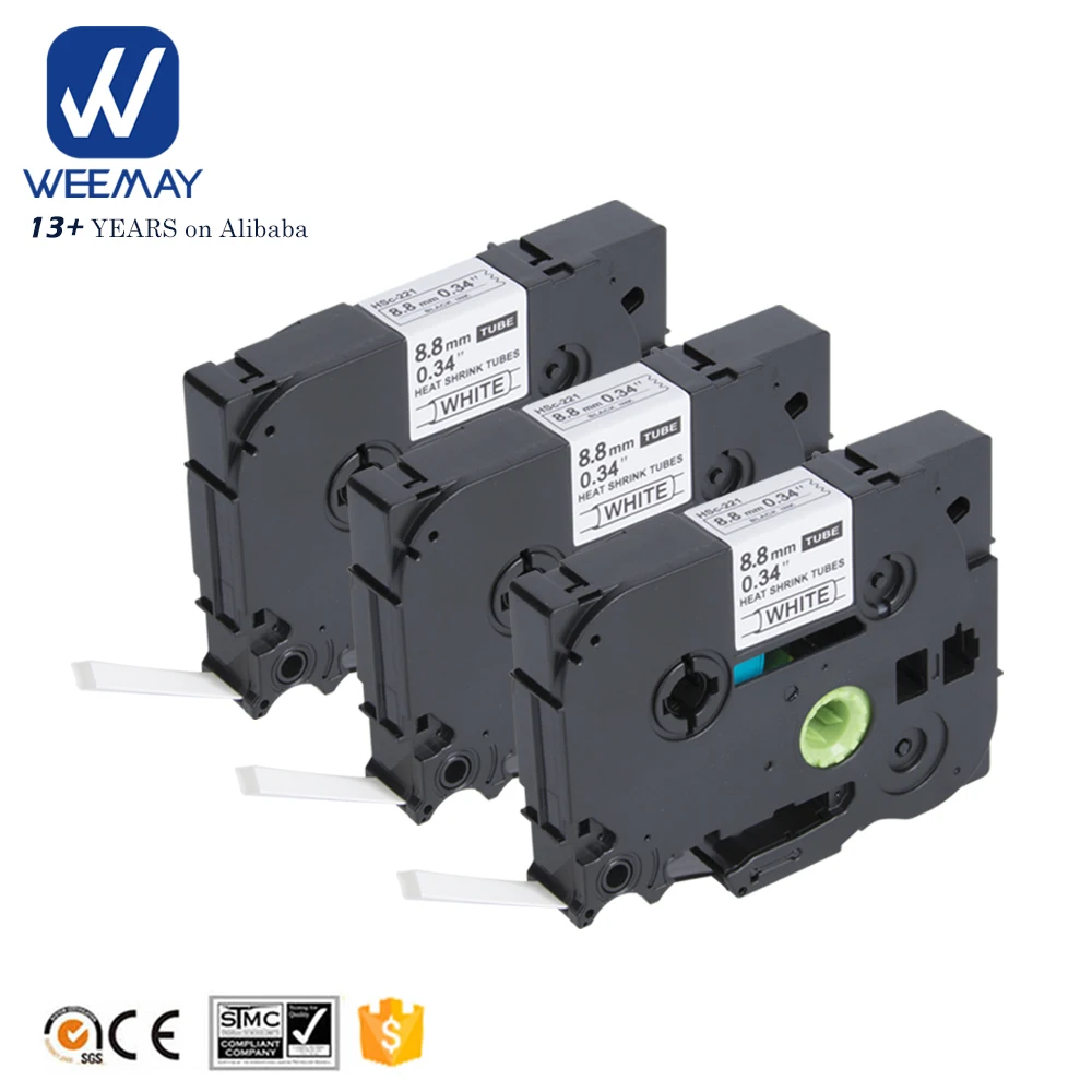 Weemay Compatible Brother Heat Shrink Tube Label Cassette Tape Hse-211 Hse-221 Hse211 for P Touch Label Printer Tape